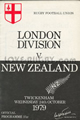 London Division v New Zealand 1979 rugby  Programme